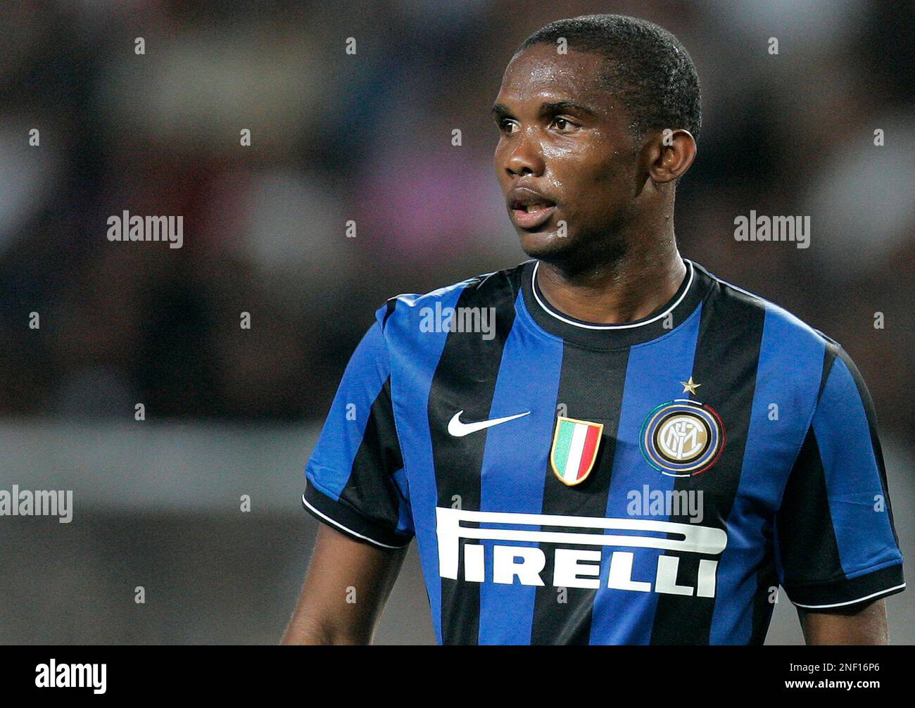 Inter Milan's Samuel Eto'o looks on during their friendly soccer match ...