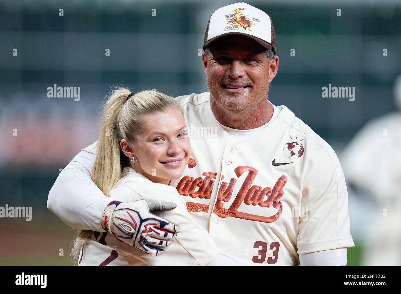 Josie Canseco Hugs Her Father Jose Canseco Before The Cactus Jack ...