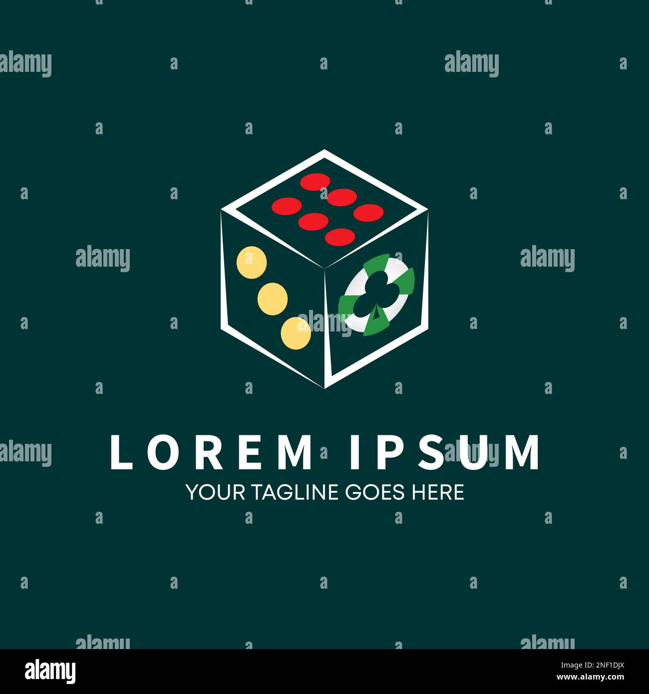 Dice and coin gambling 3d box game image graphic icon logo design