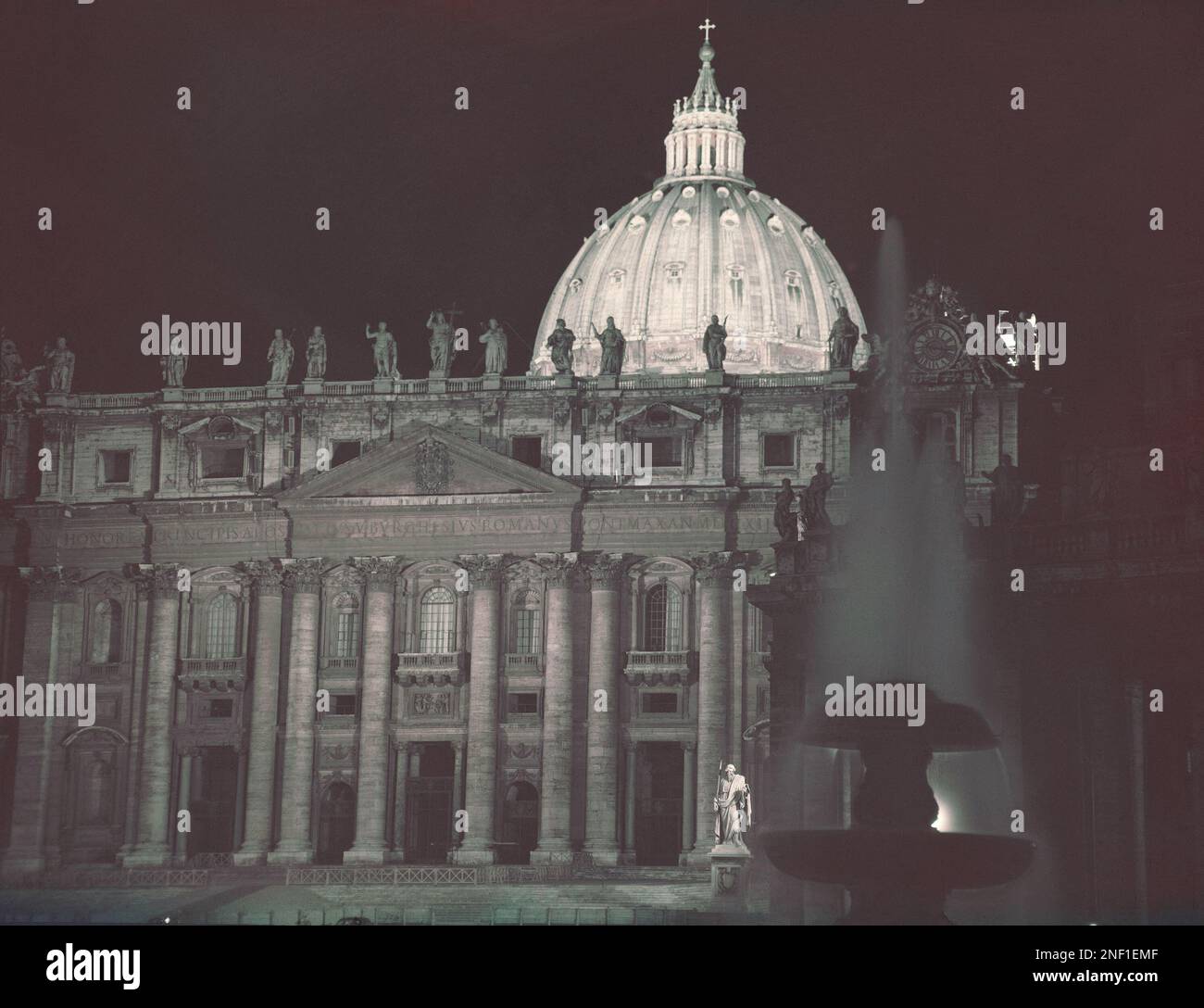 St. Peter’s Basilica Church in Rome, Italy at night in April 1957. (AP ...