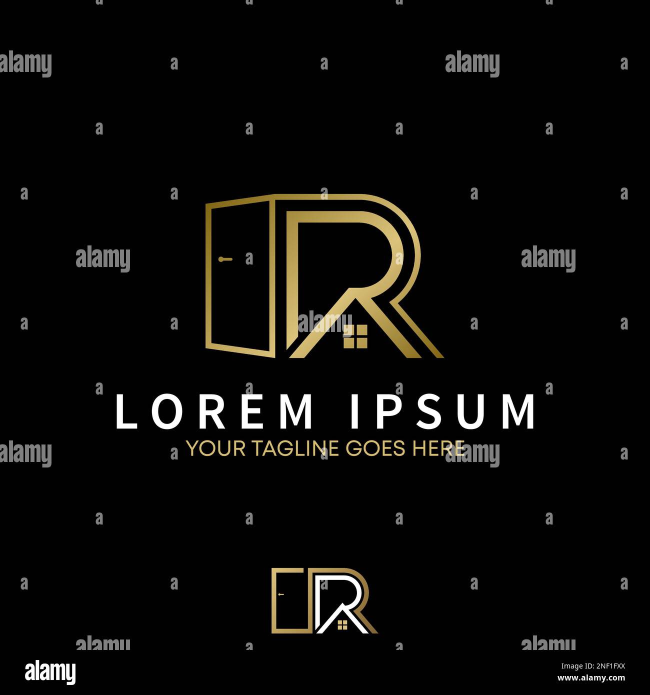 Roof house and letter RR or double R with window image graphic icon