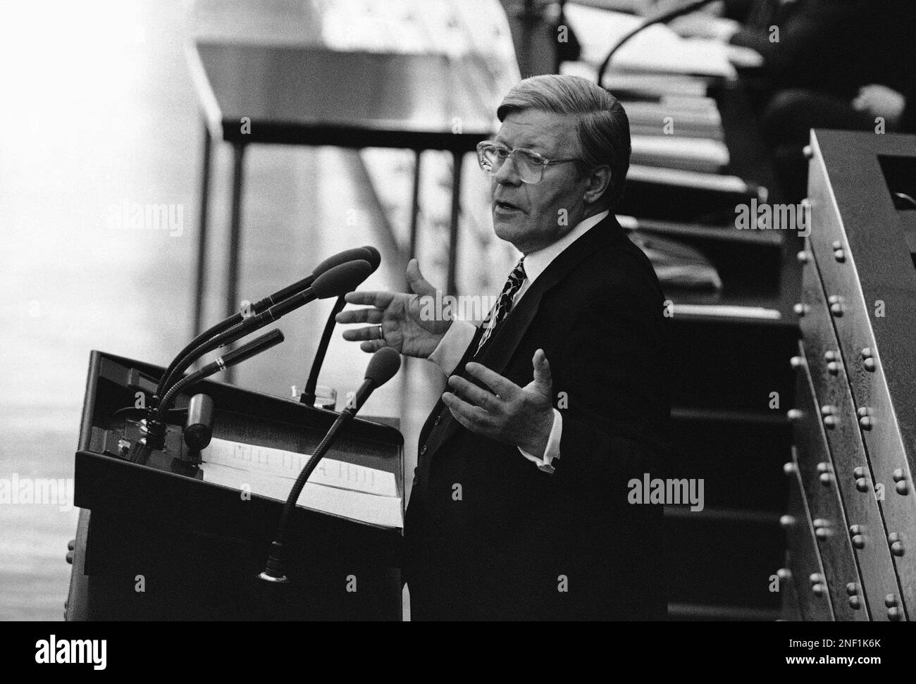 West German Chancellor Helmut Schmidt delivers government declaration