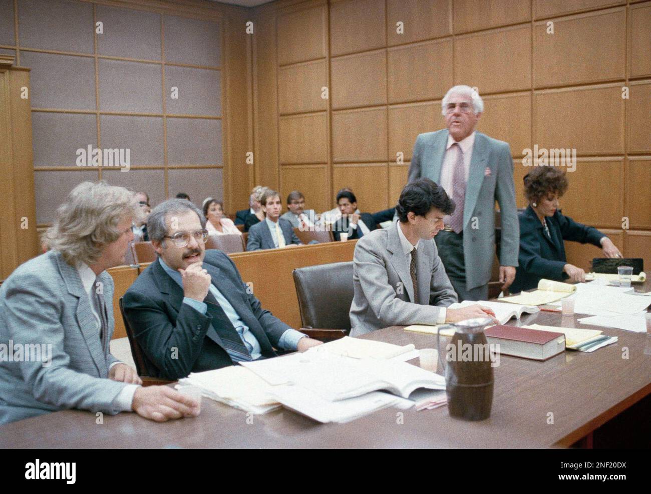 General view of Los Angeles courtroom where Joan Collins and her former husband Peter Holm are