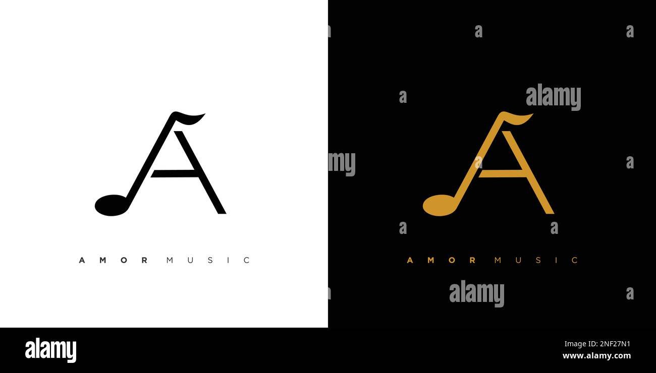 Modern and elegant A initials music logo design Stock Vector