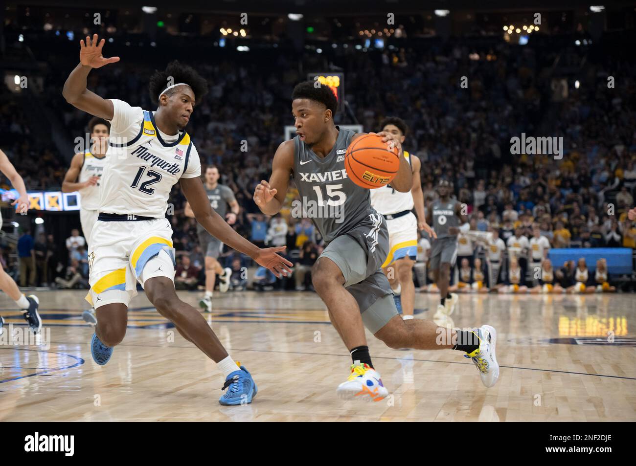 Milwaukee, WI, USA. 15th Feb, 2023. Xavier Musketeers guard KyKy Tandy