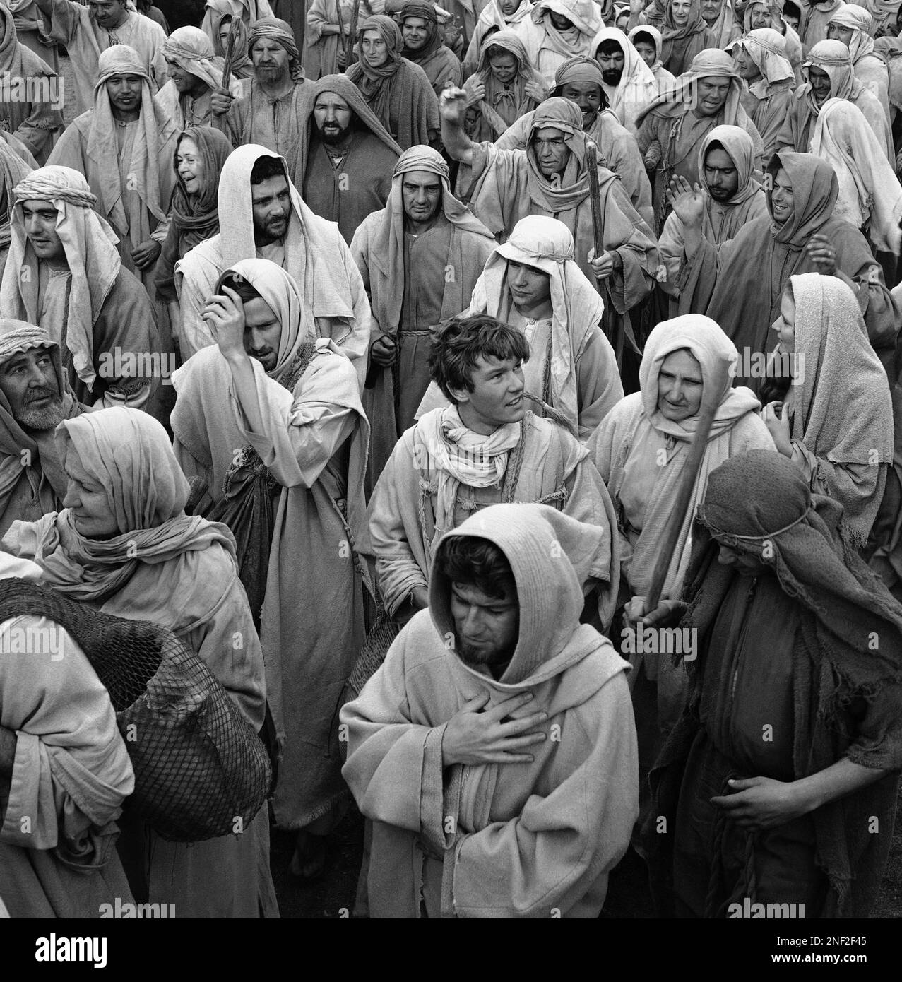 The whiterobed figure of Jesus, center, portrayed by Swedish actor Max