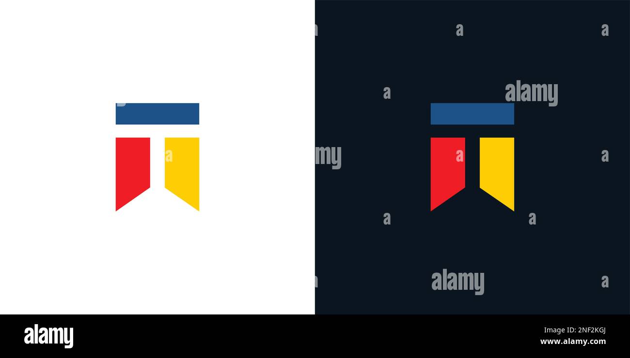 Simple and colorful letter T initials logo design Stock Vector