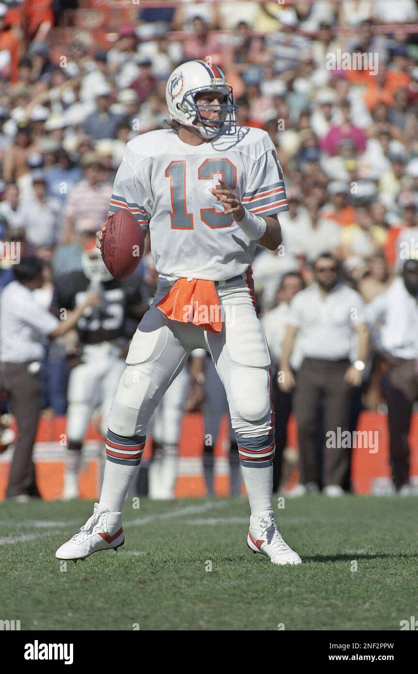 Miami Dolphins quarterback Dan Marino (13) throws a pass in the first  quarter against the Carolina Panthers at Ericsson Stadium in Charlotte,  N.C., Sunday Nov. 15, 1998. (AP Photo/Chuck Burton Stock Photo - Alamy