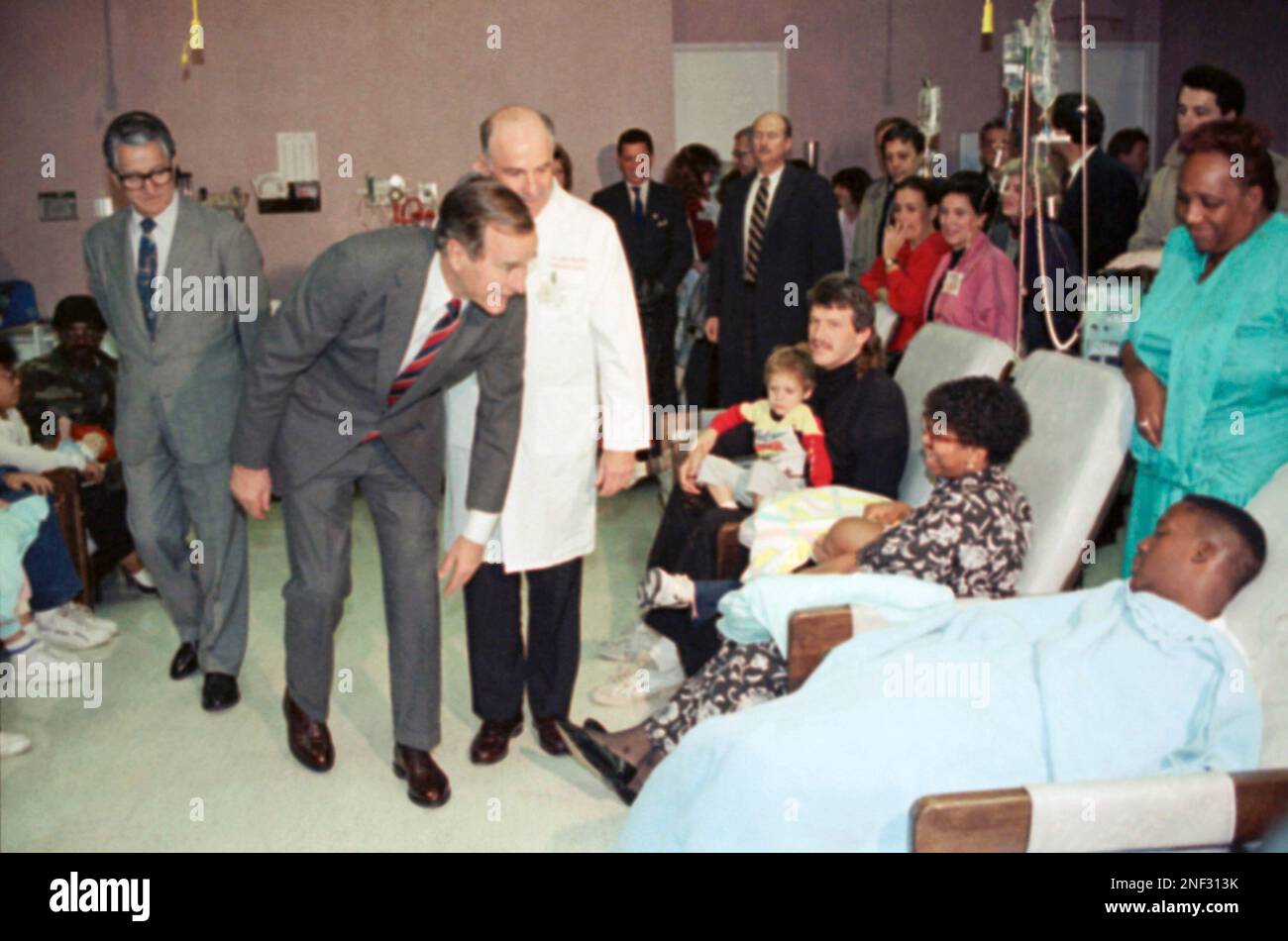 U.S. President George H. Bush visits young patients at St. Jude ...