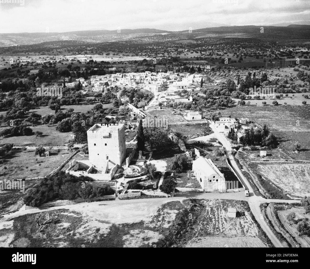 An aerial view of the 15th century Kolossi Castle, near Limassol ...