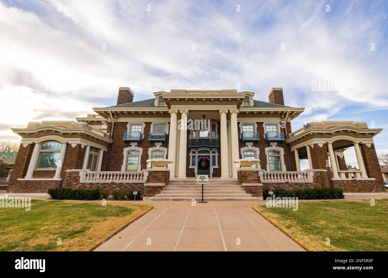 Daytime view of the Harrington House Historic Home at Texas Stock Photo