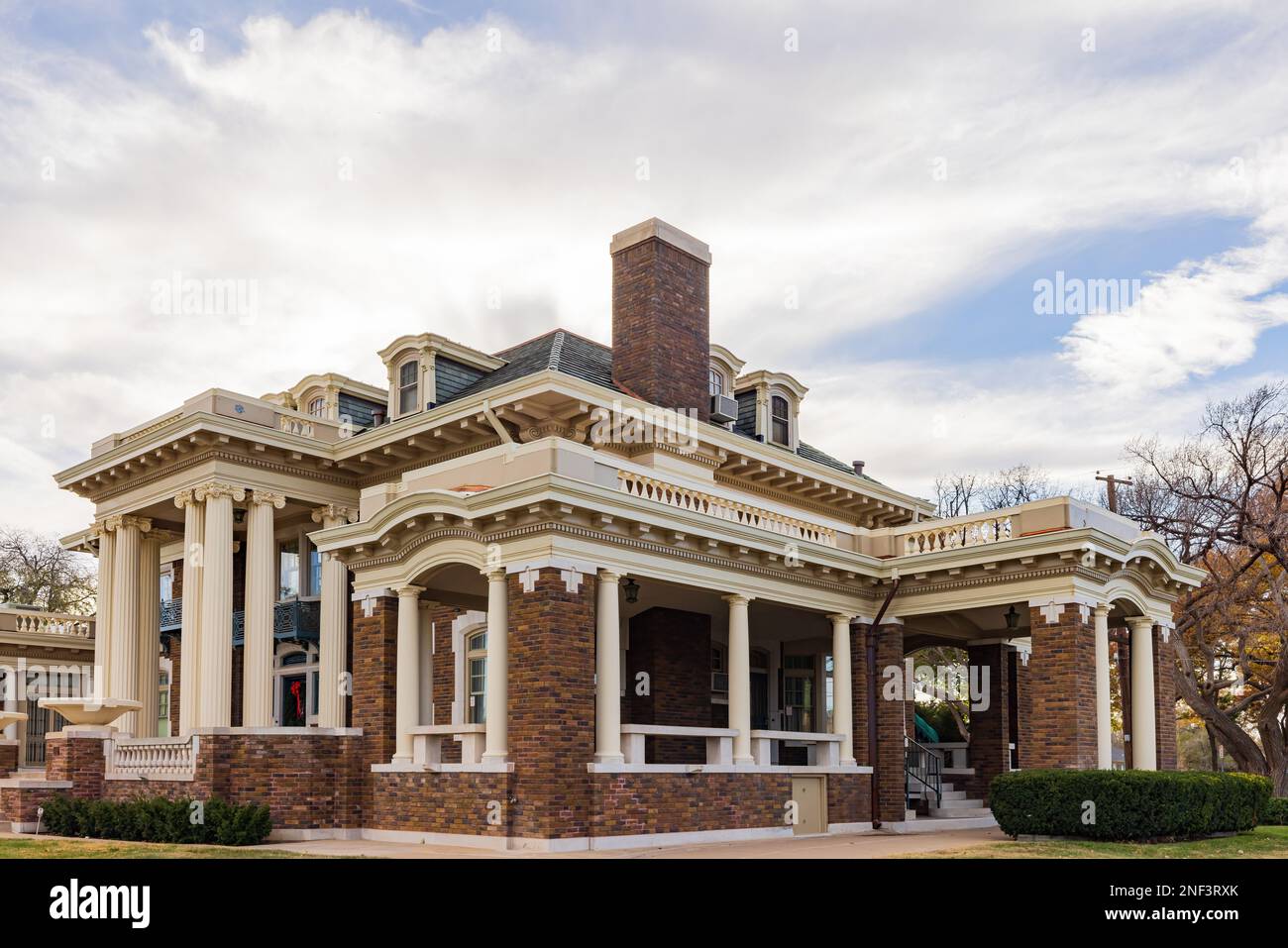 Daytime view of the Harrington House Historic Home at Texas Stock Photo