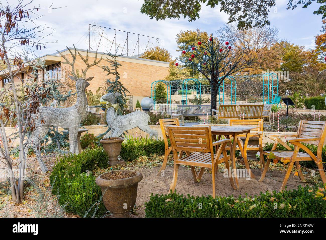 Christmas decoration in Amarillo Botanical Gardens at Texas Stock Photo