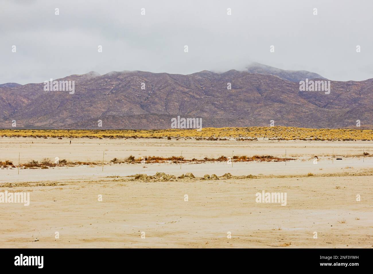 Overcast view of the Salt Flats of Guadalupe Mountains National Park at