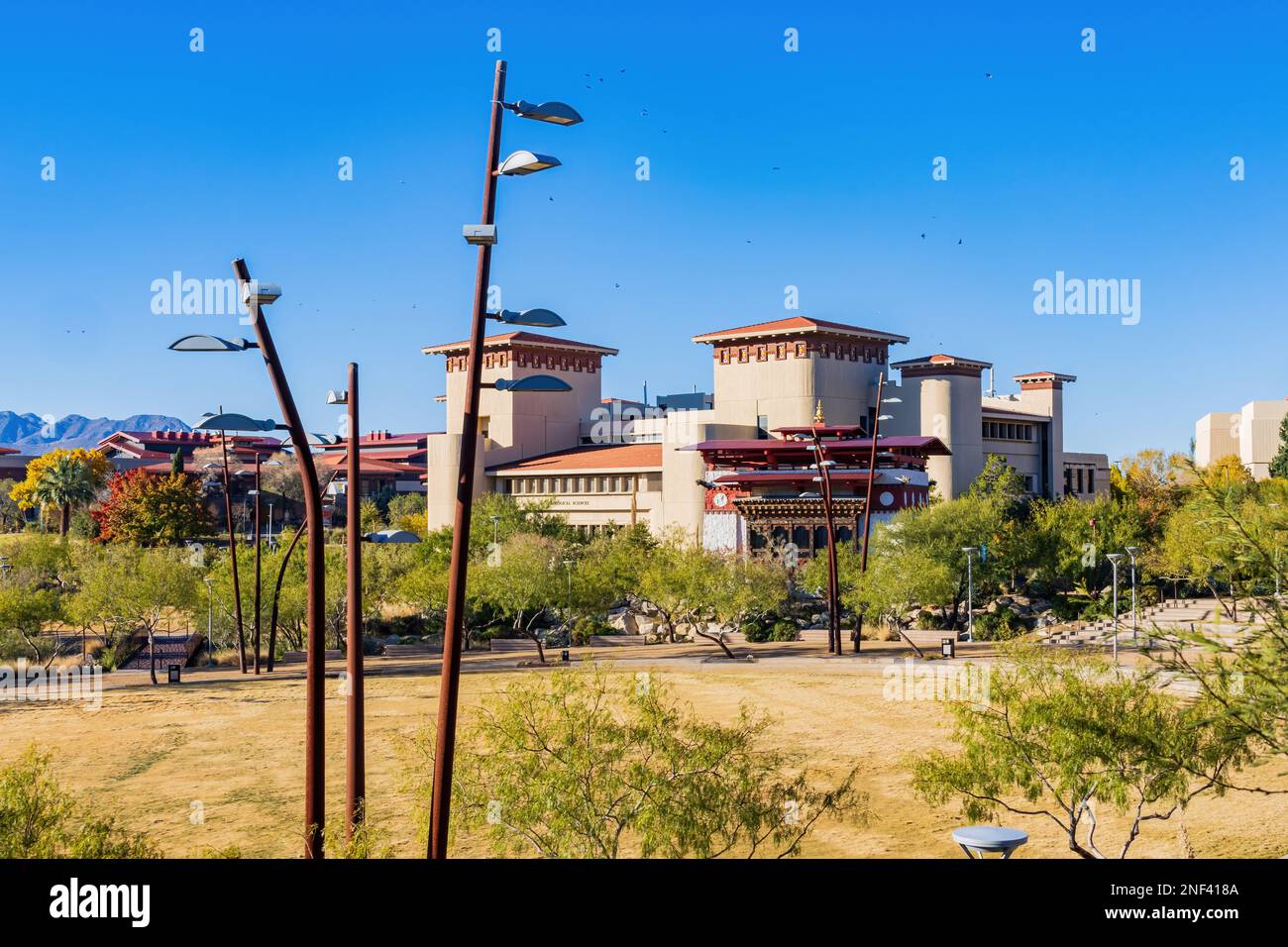 Sunny exterior view of the campus of The University of Texas at El Paso ...