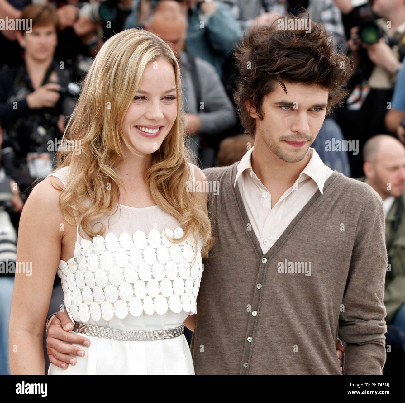 Cast Members British Actor Ben Whishaw And Australian Actress Abbie Cornish Pose During A