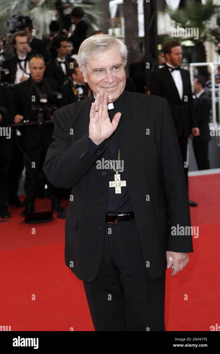 French bishop Jean-Michel Di Falco arrives for the screening of the film  'Chun Feng Chen Zui De Ye Wan' (Spring Fever) during the 62nd International  film festival in Cannes, southern France, Thursday,