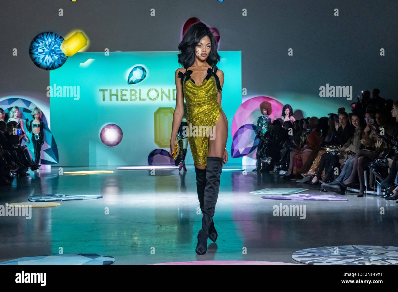 NEW YORK, NEW YORK FEBRUARY 15 A model walks the runway at the The Blonds fashion show at