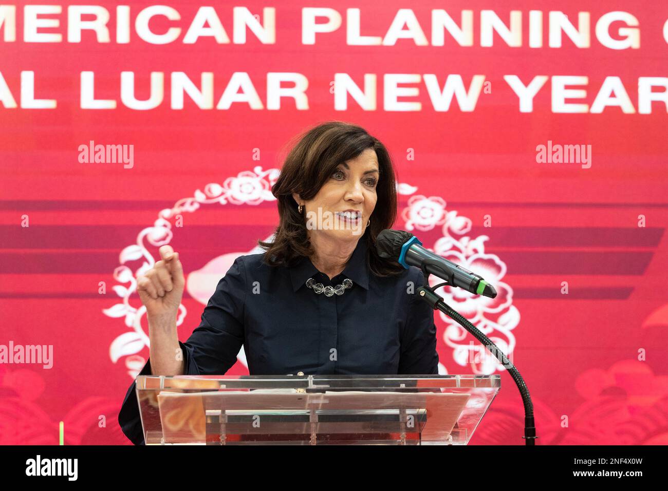 New York, United States. 16th Feb, 2023. Governor Kathy Hochul delivers remarks and proclamation