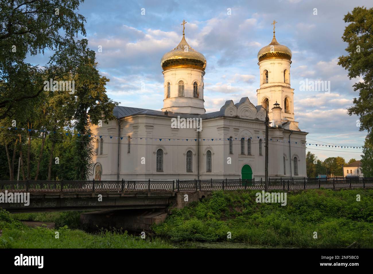 Ancient Cathedral of the Epiphany (1814) on a sunny July morning. Vyshny Volochek, Russia Stock Photo