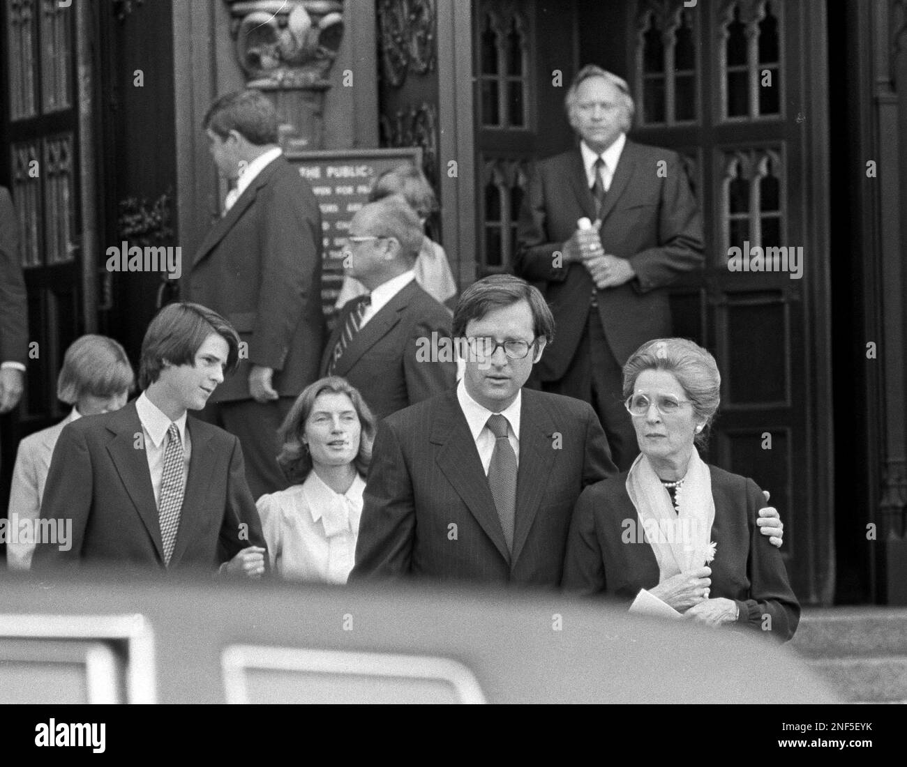 West Virginia Gov. John D. Rockefeller IV, leave the funeral for his