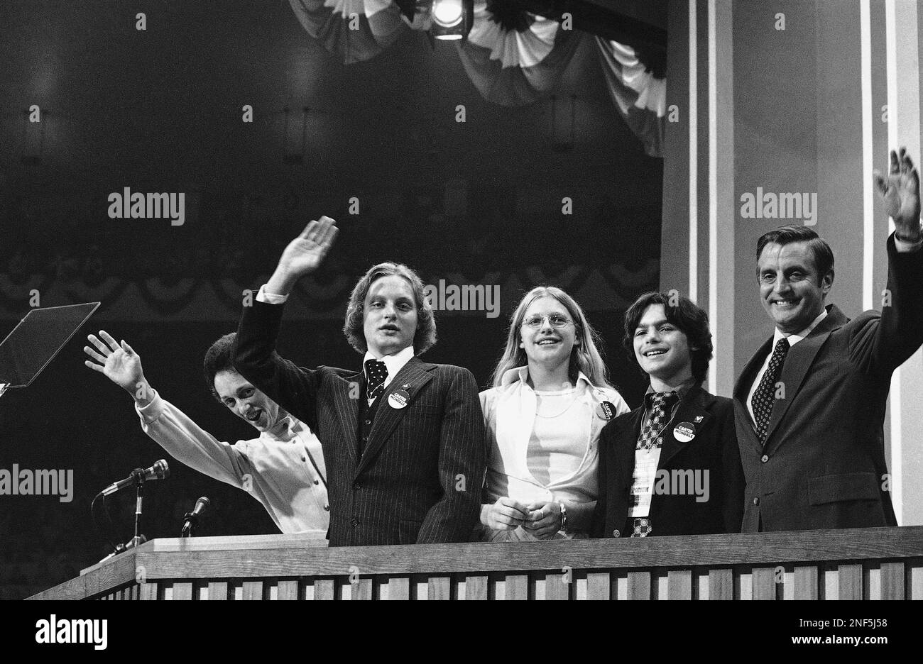 The Walter F. Mondale family responds to floor ovation after the Minnesota senator made his