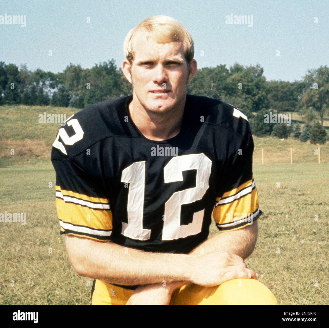 Terry Bradshaw, quarterback for the Pittsburgh Steelers, is shown in
