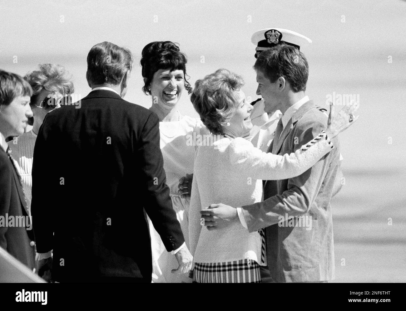 First Lady Nancy Reagan gives a hug to 17-year-old Todd Hickerson ...