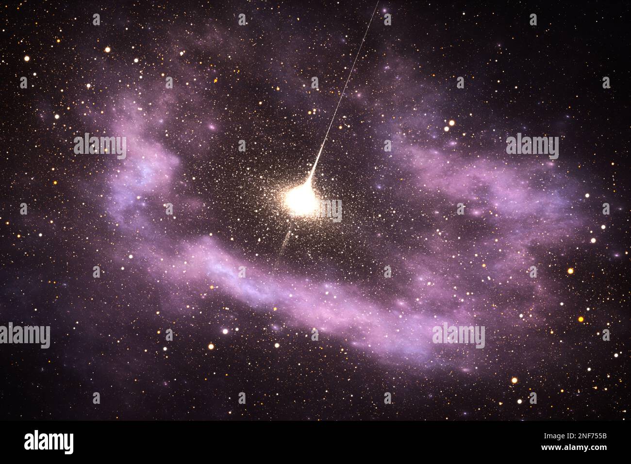 Ultra-dense quasar core. 3D Illustration Stock Photo