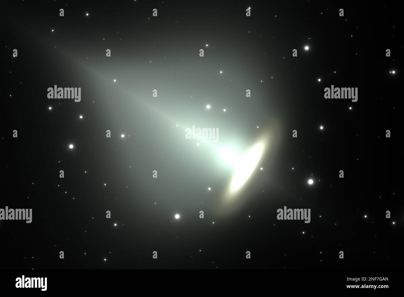 Space object with extreme-energy cosmic ray. 3d illustration Stock Photo