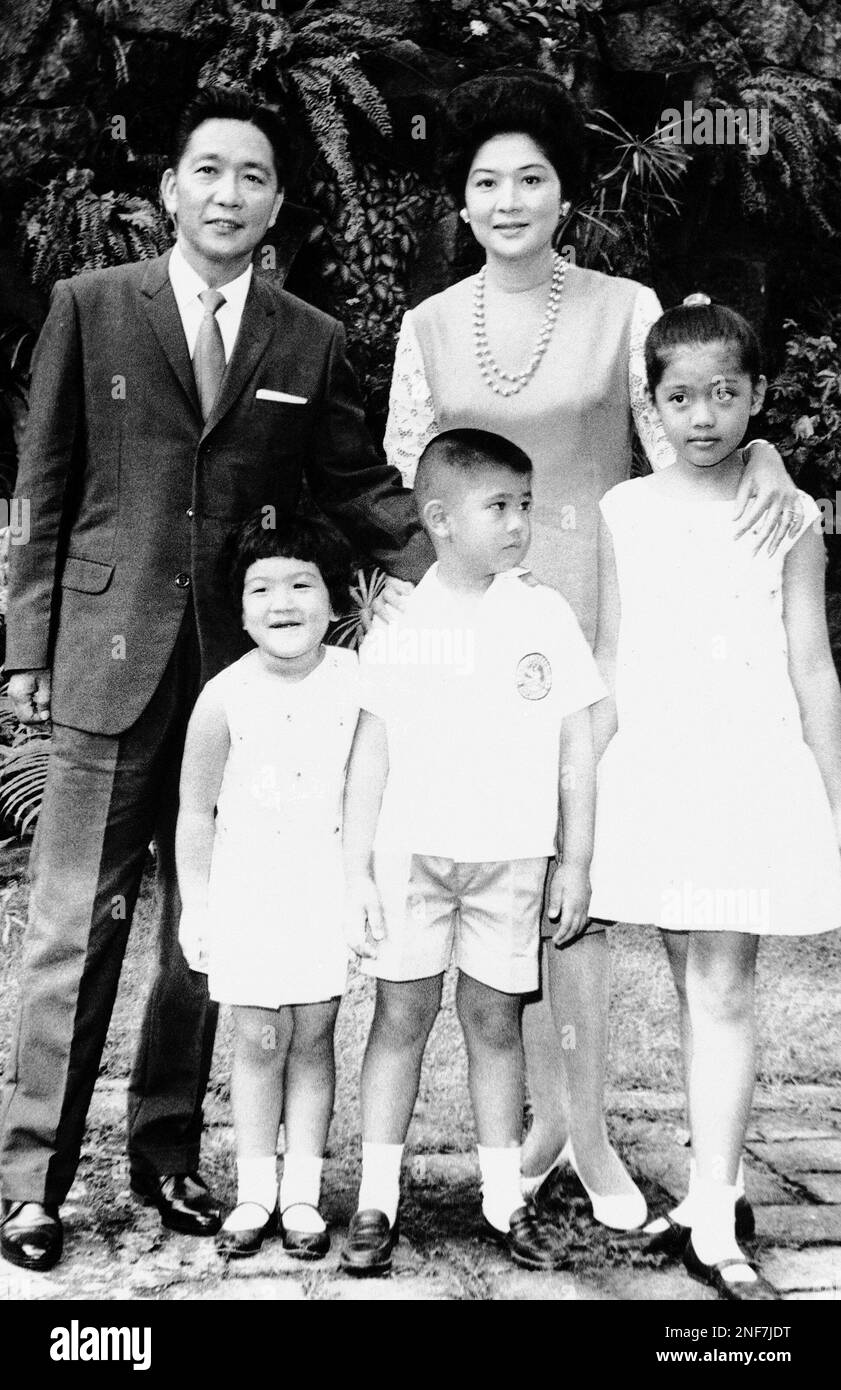 President Ferdinand Marcos, left, poses with his wife Imelda Marcos