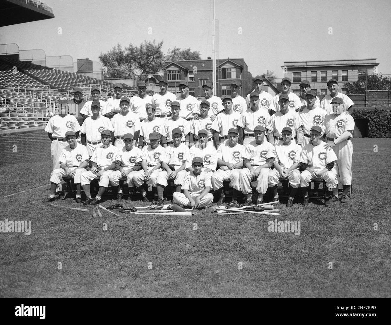 Members of the Chicago Cubs pose for the 1945 team picture in Wrigley
