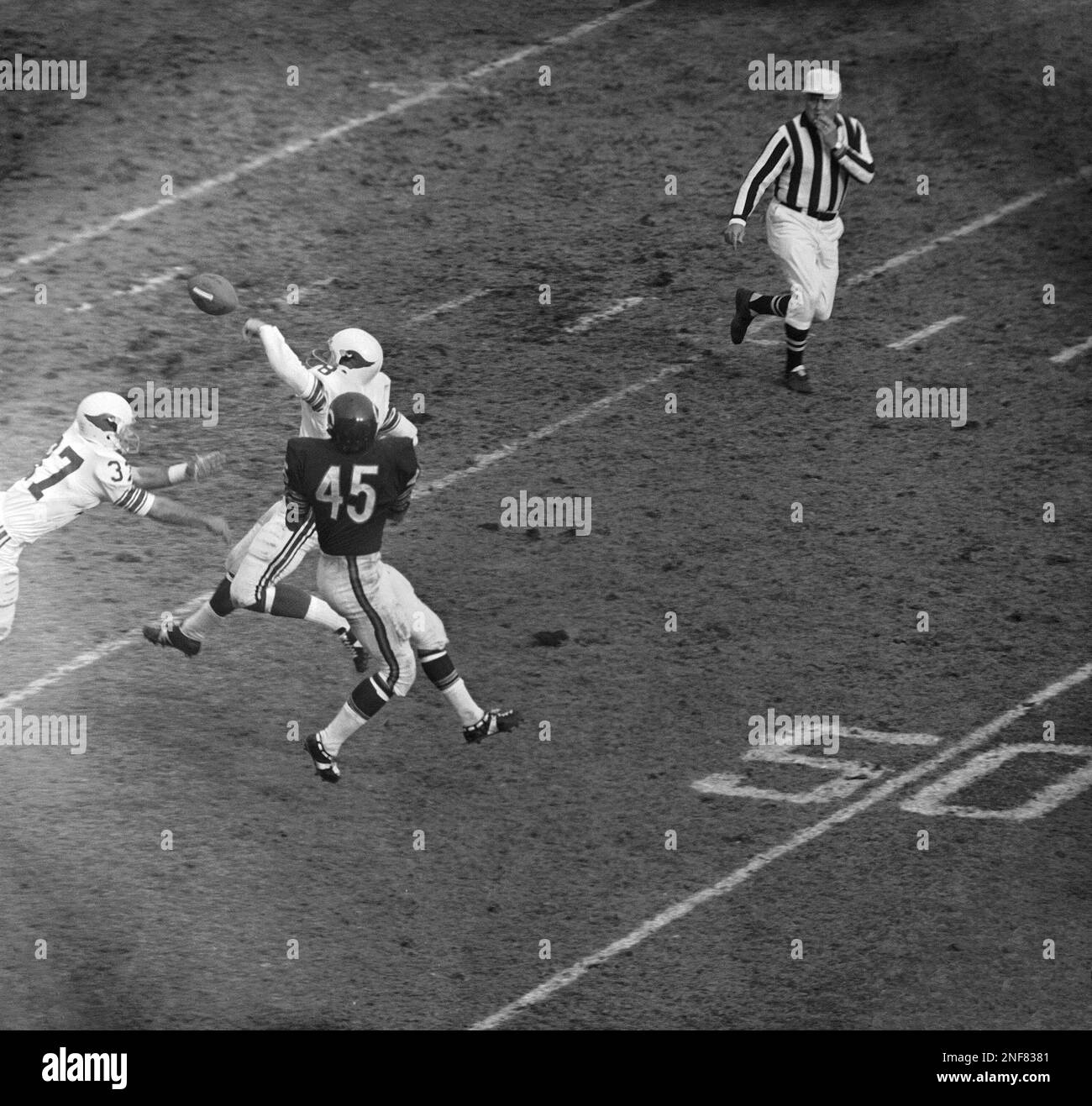 Chicago Bears end Dick Gordon (45) takes a pass form