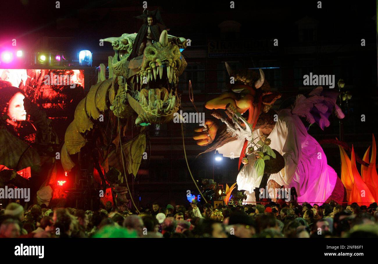 Floats in the parade during the 125th Nice Carnival, Tuesday, Feb. 17