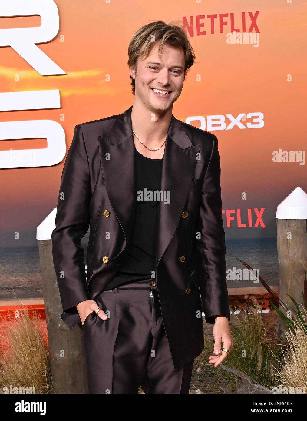 Los Angeles, US, February 16, 2023, Rudy Pankow arriving at Netflix’s “Outer Banks” season 3 Los
