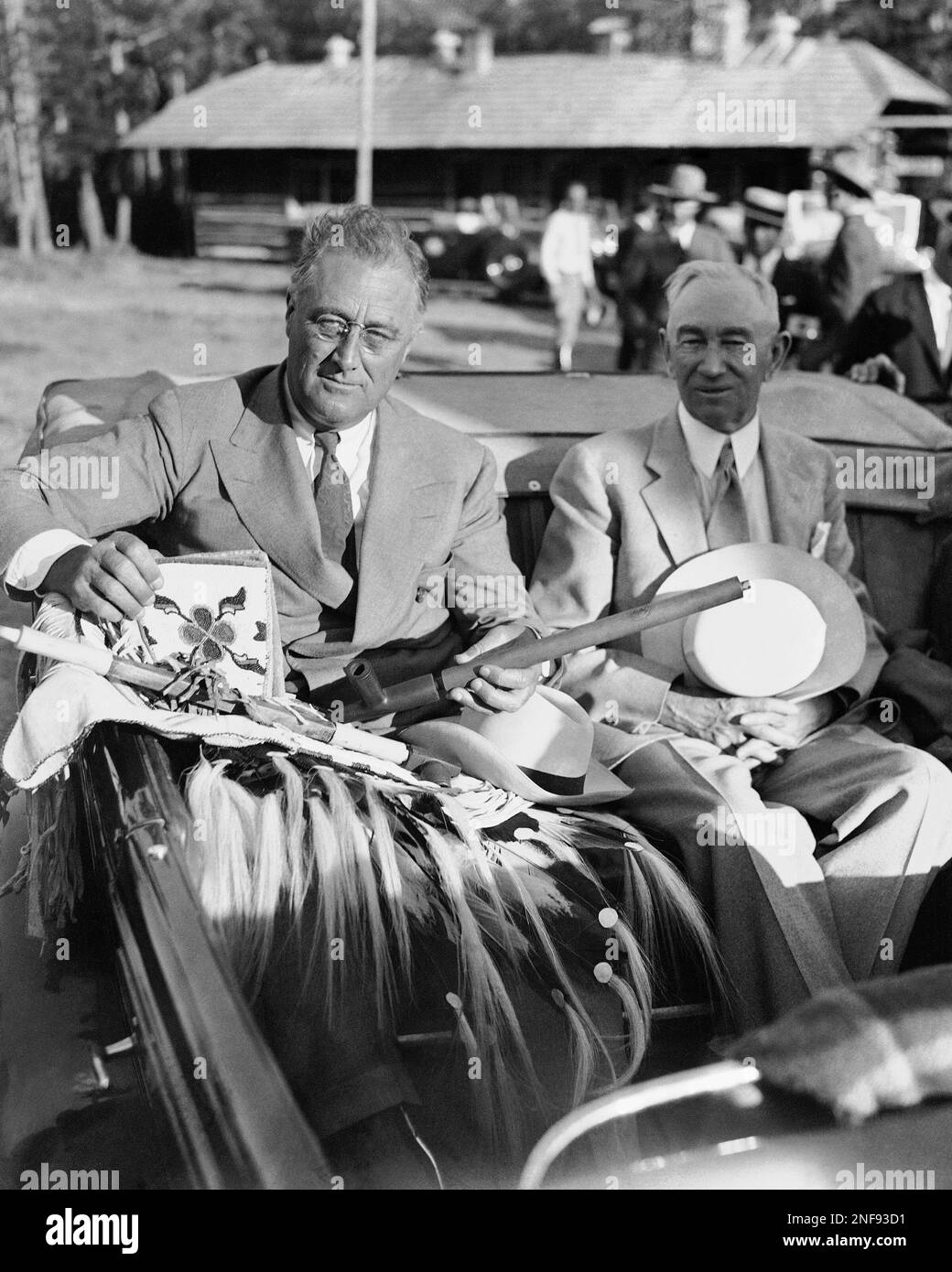 Fdr Pipe President Franklin D. Roosevelt in his car at Glacier National Park ...