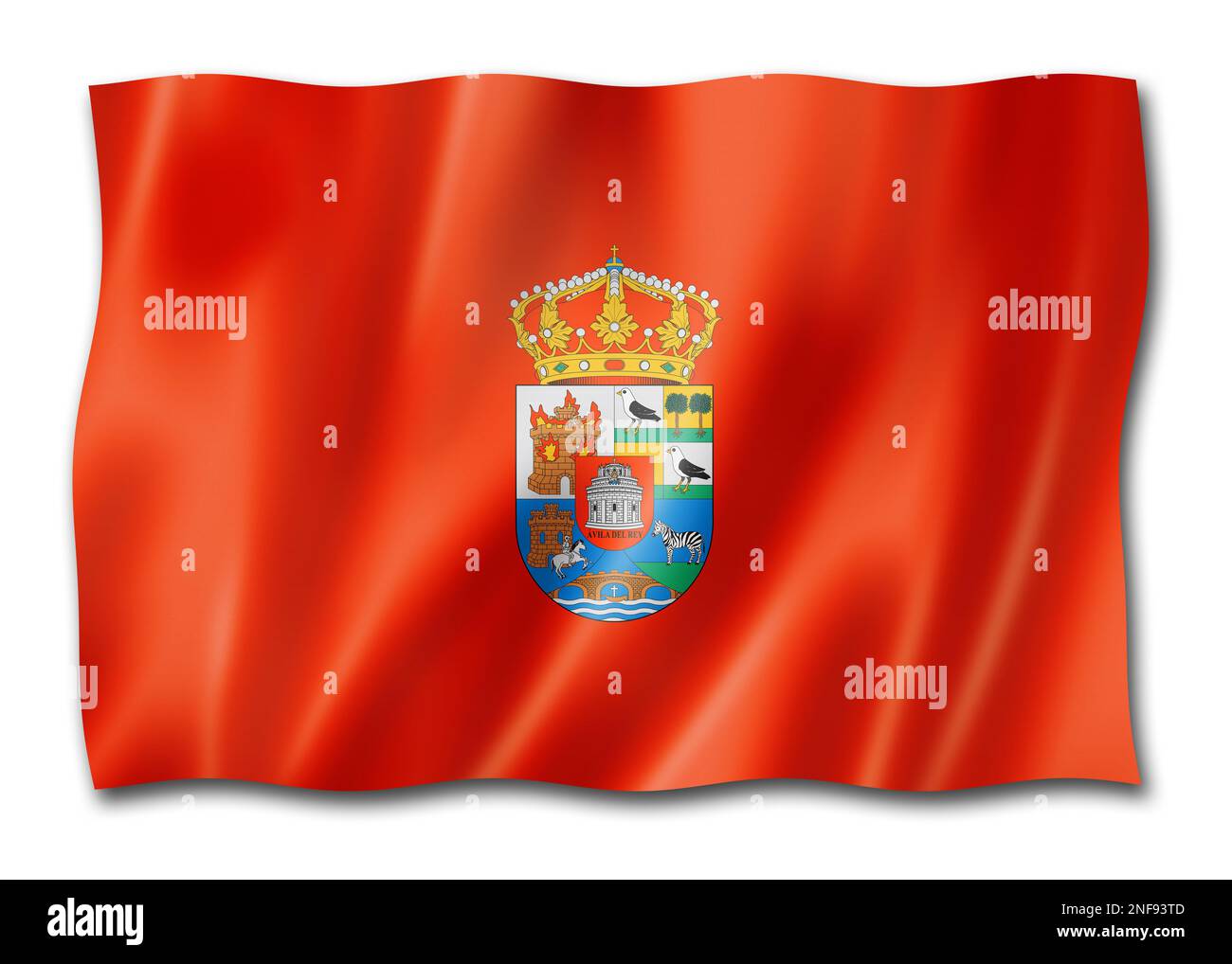 Avila province flag, Spain waving banner collection. 3D illustration