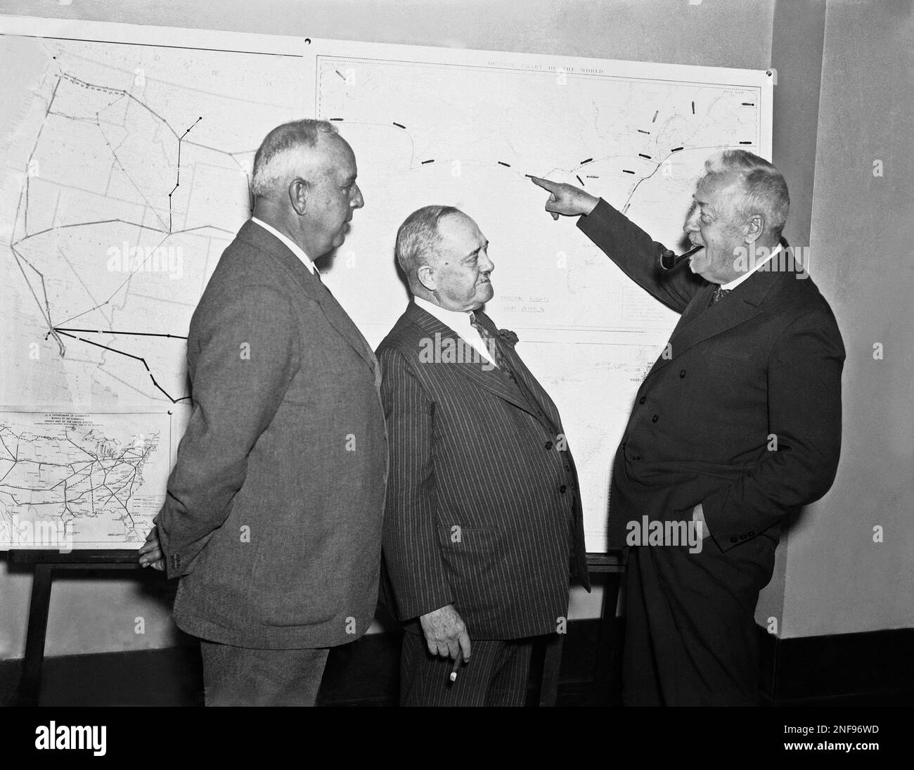 Zeppelin Commander Dr. Hugo Eckener, right, veteran commander of Germany's Graf Zeppelin ...