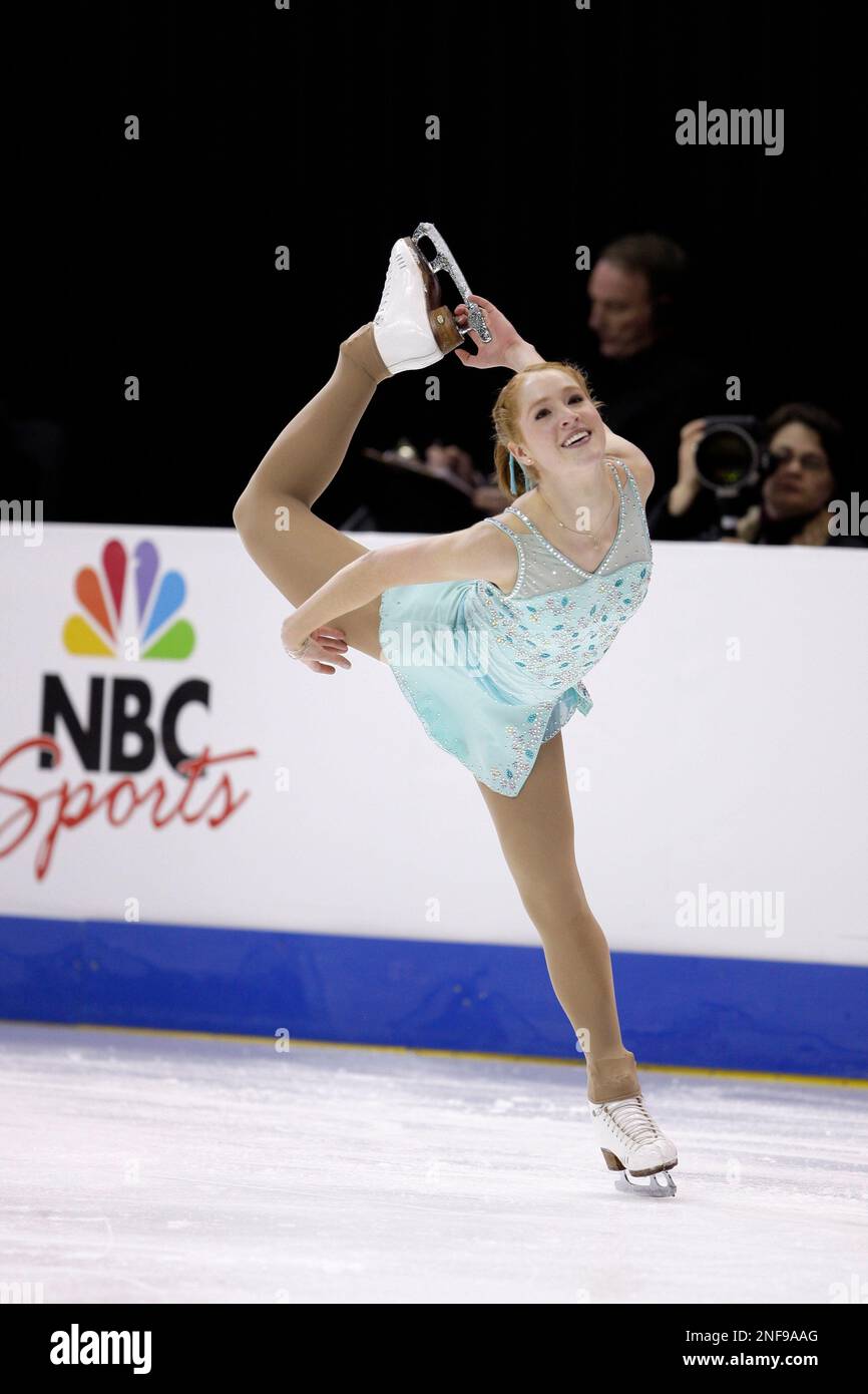 Taylor Firth performs during the ladies short program at the U.S. Figure Skating Championships in Cleveland Thursday, Jan