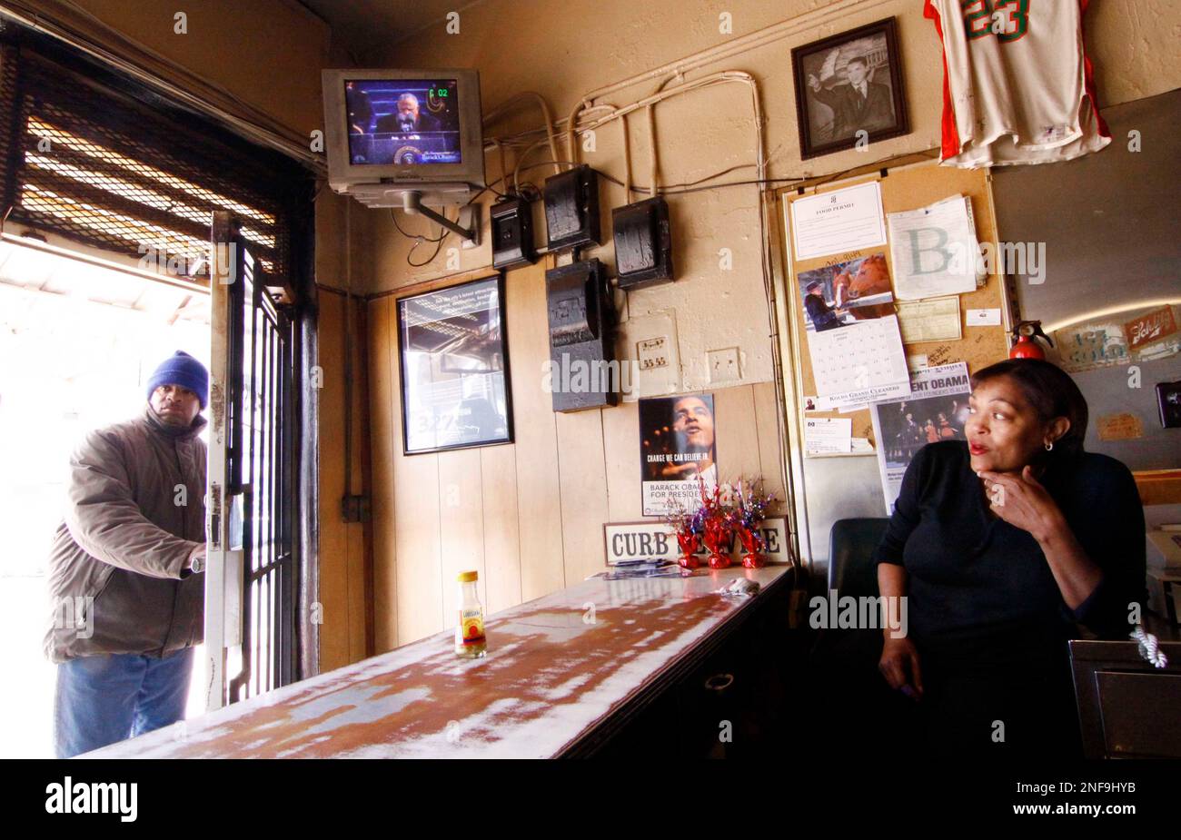 Mary Walker watches the Inauguration of President Barack Obama, Tuesday