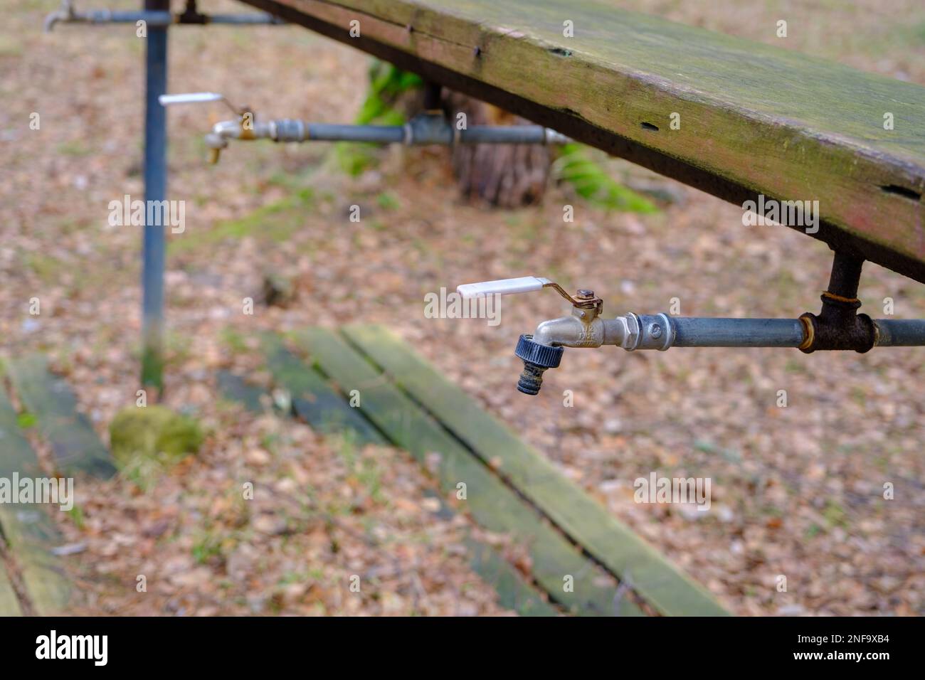 Sanitary unit. Water taps for washing hands outdoors in the camping