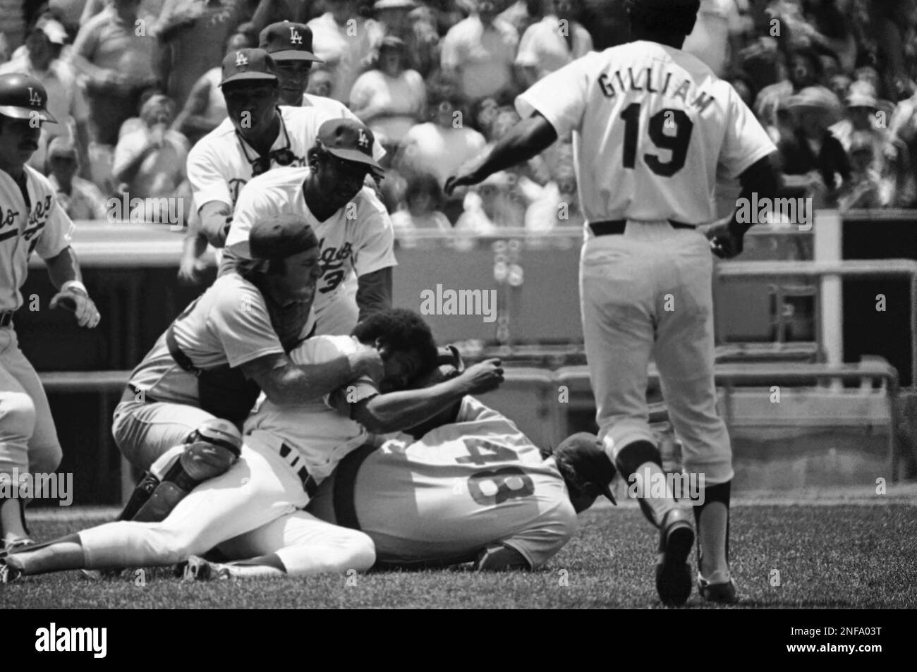 Home plate umpire Dutch Rennert calls Los Angeles Dodgers Reggie Smith safe  under Atlanta Braves catcher Dale Murphy (3) during the first inning in Los  Angeles on Wednesday, July 5, 1978. Smith