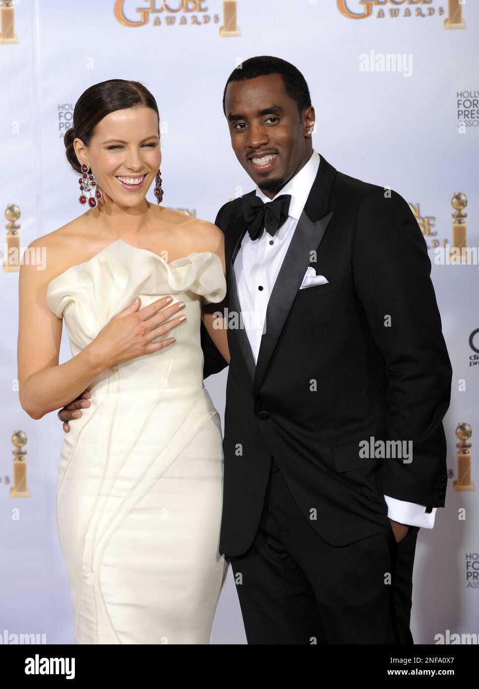 Kate Beckinsale and Sean 'P. Diddy' Combs pose backstage at the 66th