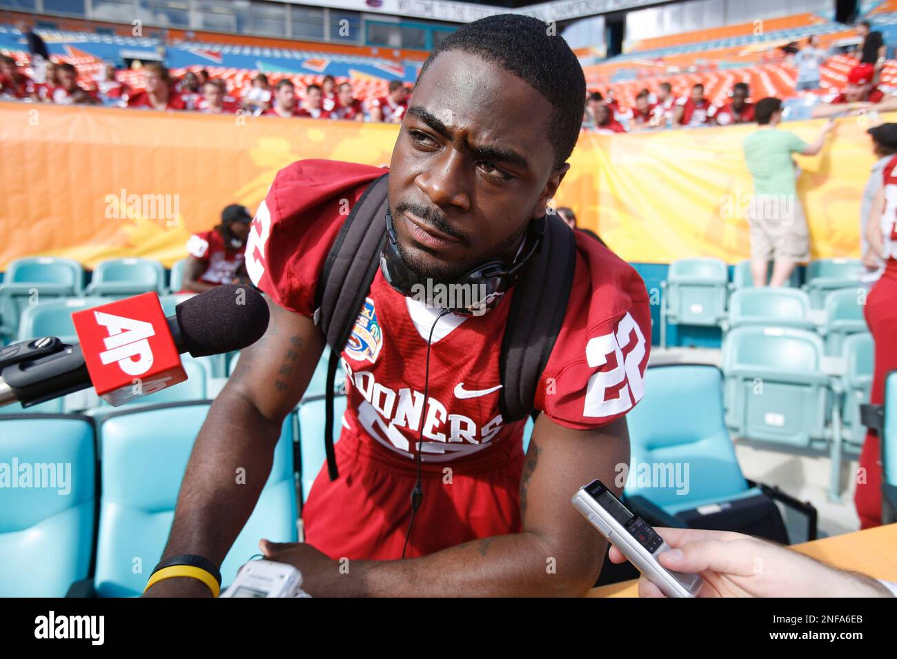 Oklahoma football player Keenan Clayton during Media Day for the BSC