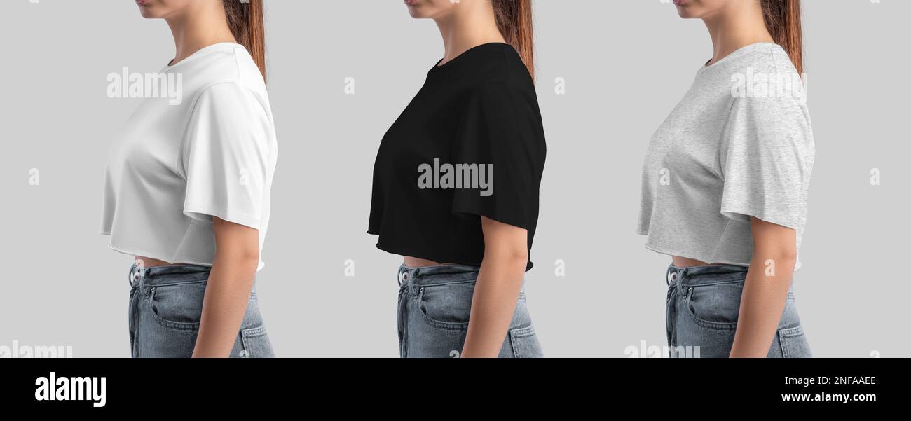 Black tee shirt side view hot sale