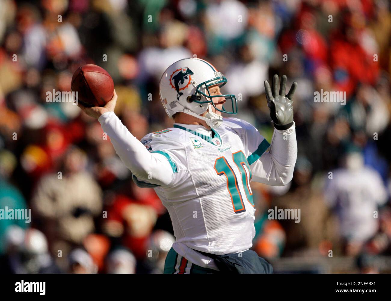 Miami Dolphins quarterback Chad Pennington passes the ball during the first  quarter of an NFL football game against the Kansas City Chiefs Sunday, Dec.  21, 2008 in Kansas City, Mo. Miami won