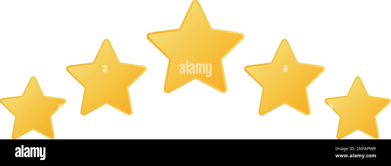 Five stars icon in flat style. Customer product rating vector ...