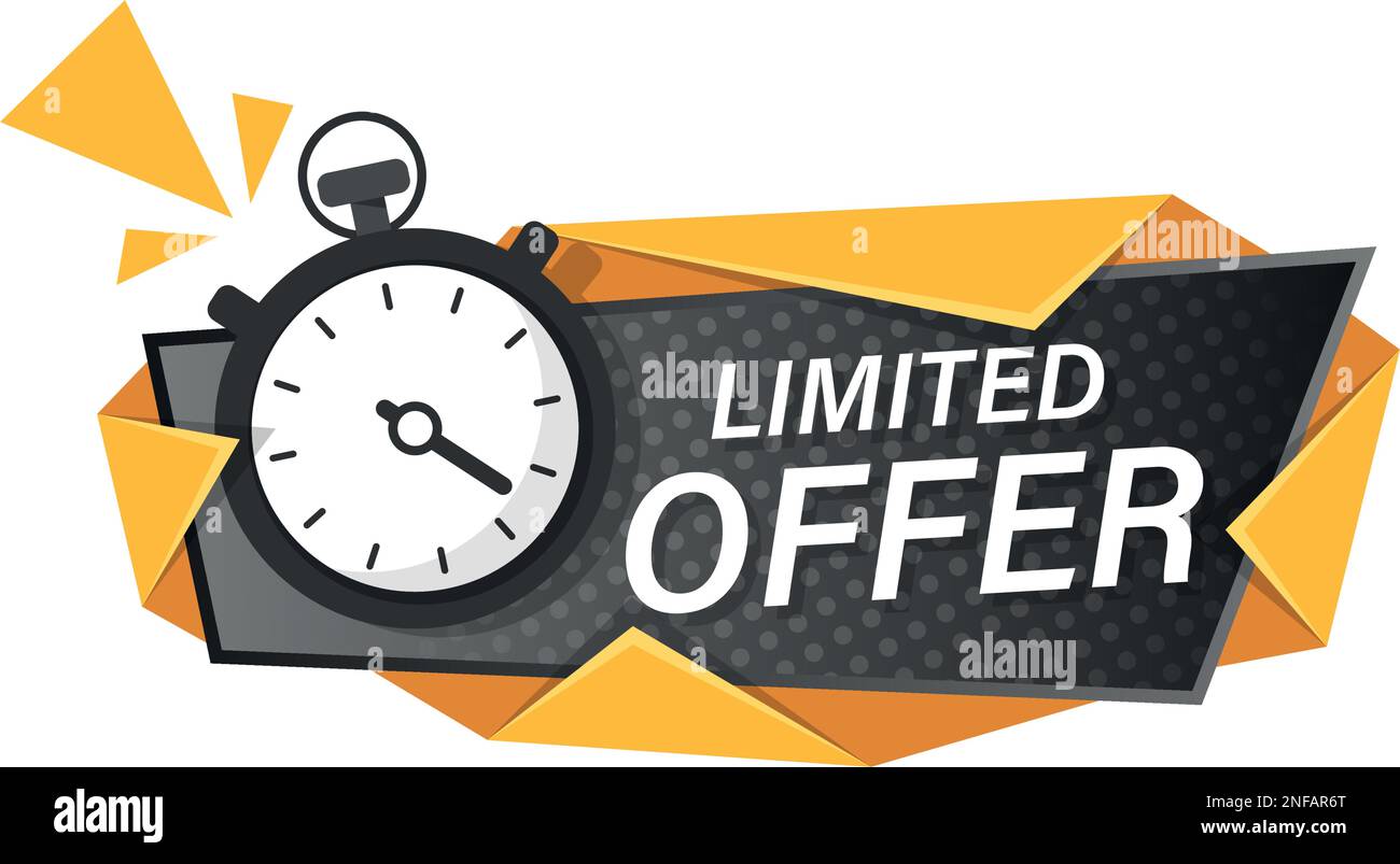 https://c8.alamy.com/comp/2NFAR6T/limited-offer-icon-in-flat-style-promo-label-with-alarm-clock-vector-illustration-on-isolated-background-last-minute-chance-sign-business-concept-2NFAR6T.jpg