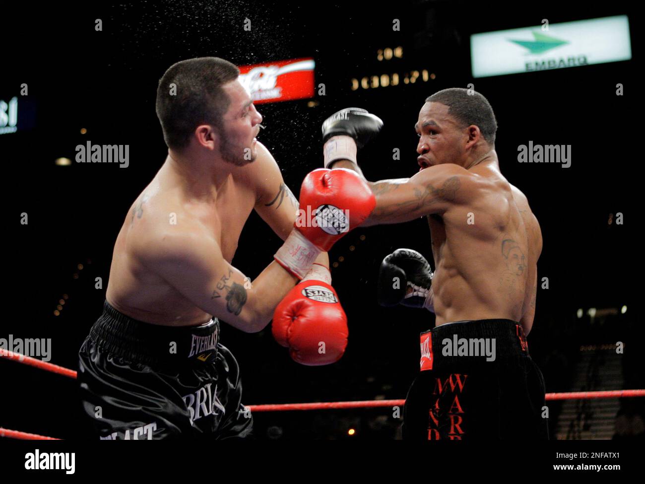 James Kirkland, right, in action against Brian Vera during a