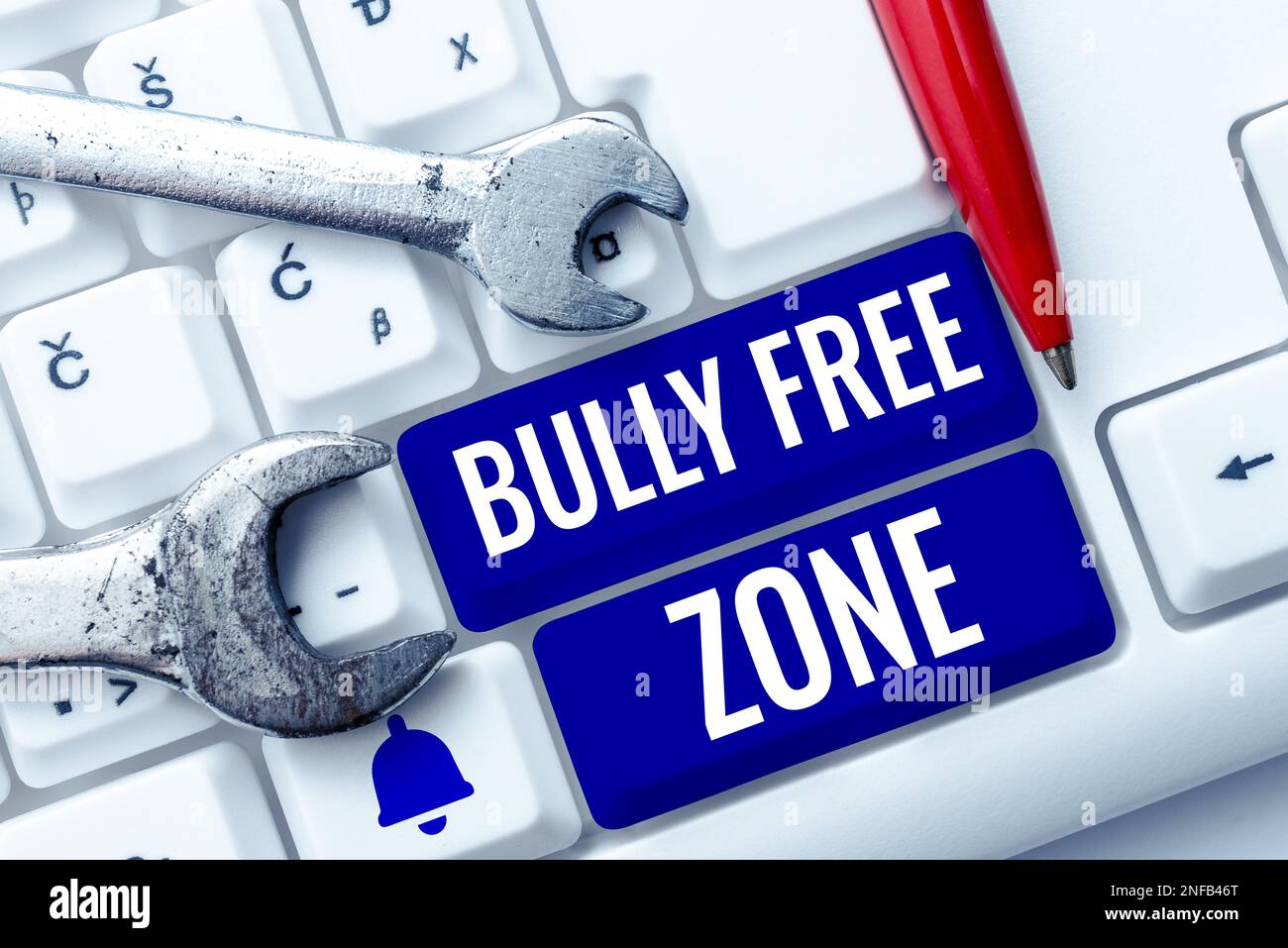 Text sign showing Bully Free Zone, Word Written on Be respectful to ...